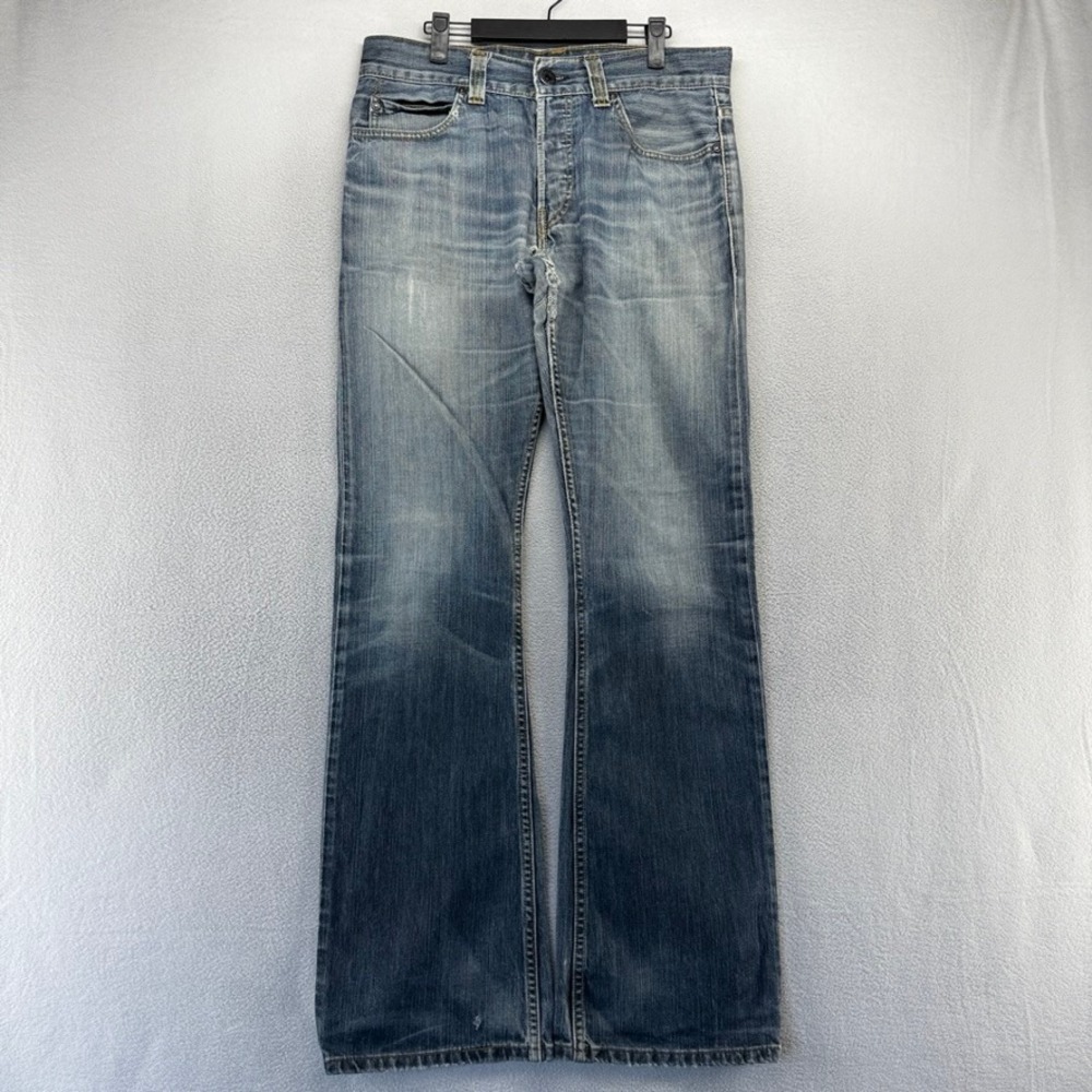Vintage Levis Jeans men's 34x36 Blue Dark Wash Thrashed Dark Whisker Bootcut y2k